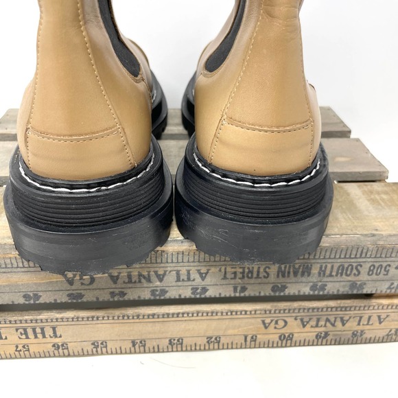 Sandro Leather Metal Plate Ankle Boots With Notched Sole In Tan Size 8.5 / 9 - Picture 10 of 15